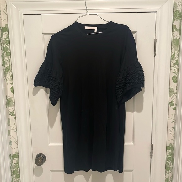SeeByChloe Black T-shirt dress, Cotton, Size XL, Bell Sleeves - Picture 1 of 5